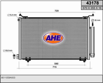 Конденсатор, кондиционер AHE 43178 для HONDA CR-V