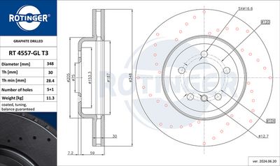 спирачен диск ROTINGER RT 4557-GL T3