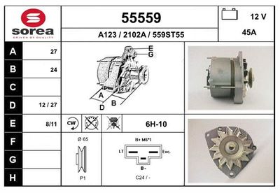Генератор EAI 55559 для ALFA ROMEO 1750-2000
