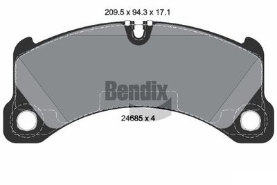 Комплект тормозных колодок, дисковый тормоз BENDIX Braking BPD1498 для PORSCHE CAYENNE