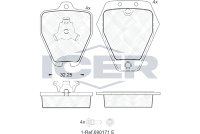 ICER 181692 Тормозные колодки и сигнализаторы  для AUDI A4 B5 Avant (8D5) S4 quattro