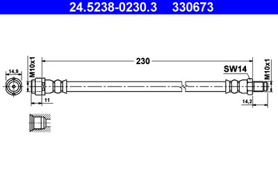 Тормозной шланг ATE 24.5238-0230.3 для MERCEDES-BENZ B-CLASS
