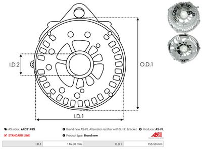 Usmerňovač alternátora AS-PL ARC3149S
