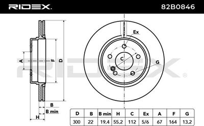 спирачен диск RIDEX 82B0846