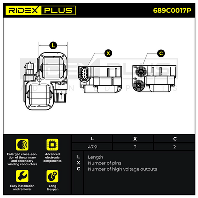 запалителна бобина RIDEX 689C0017P