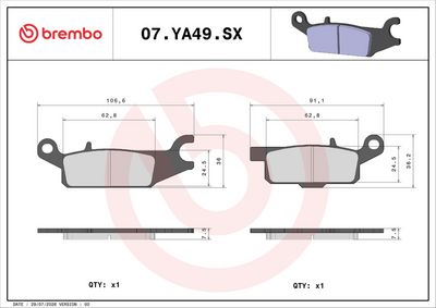 Komplet kočnih obloga, disk kočnica BREMBO 07YA49SX