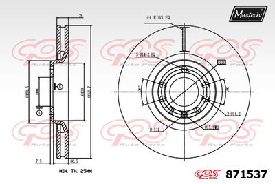 MAXTECH 871537 Тормозные диски для OPEL ASTRA H (A04) 2.0 Turbo (L48) MAXTECH 871537 Тормозные диски для OPEL ASTRA H (A04) 2.0 Turbo (L48)