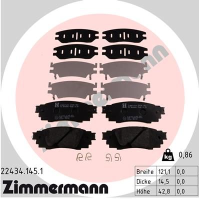 Комплект тормозных колодок, дисковый тормоз ZIMMERMANN 22434.145.1 для TOYOTA C-HR