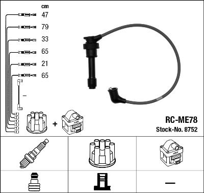 Комплект проводов зажигания NGK 8752 для MITSUBISHI GTO