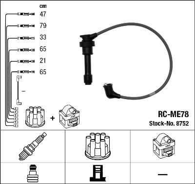 Комплект проводов зажигания NGK 8752 для MITSUBISHI 3000