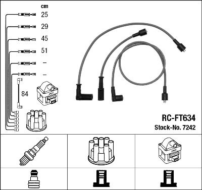 Комплект проводов зажигания NGK 7242 для FIAT TEMPRA