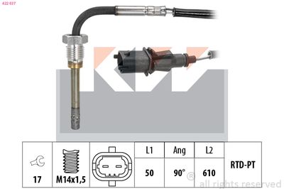 czujnik, temperatura spalin KW 422 037