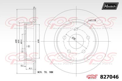 Тормозной диск MAXTECH 827046 для FORD C-MAX