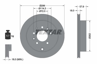 Тормозной диск TEXTAR 92242803 для MAZDA MPV