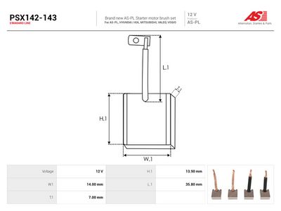 Kolborste, startmotor AS-PL PSX142-143
