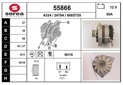 EAI 55866 Генератор  для RENAULT CLIO (Рено Клио)