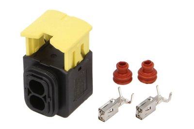 Draadstekker (aantal pinnen: 2, vorm van de stekker: rechthoekig, vrouwelijk, HDSCS Code A, spanning naar 36V, 6,3mm), zwart