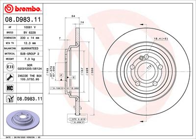 Bromsskiva BREMBO 08.D983.11