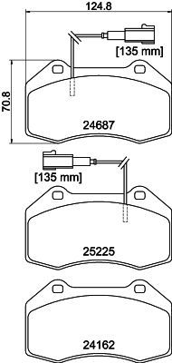 Комплект тормозных колодок, дисковый тормоз HELLA 8DB 355 016-141 для ABARTH PUNTO