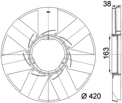 PALETA VENTILATOR RACIRE MOTOR MAHLE CFW38000P 1