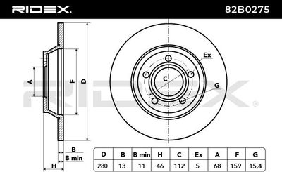 спирачен диск RIDEX 82B0275