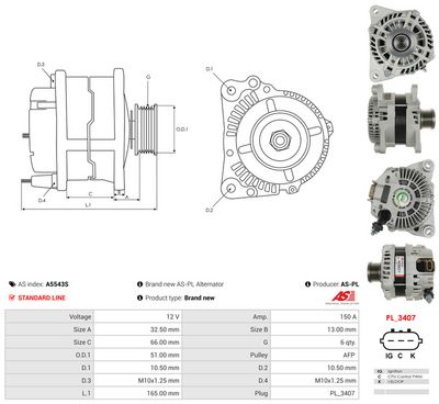 GENERATOR / ALTERNATOR AS-PL A5543S 4