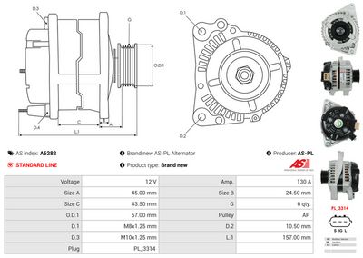 GENERATOR / ALTERNATOR AS-PL A6282 4