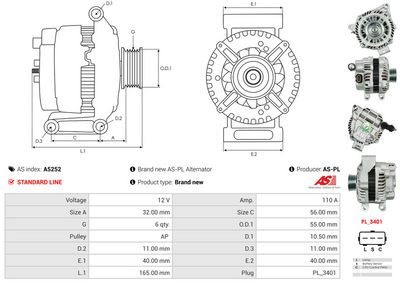 GENERATOR / ALTERNATOR AS-PL A5252 4