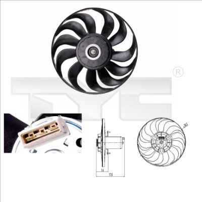Вентилятор, охлаждение двигателя TYC 837-0012 для VW VENTO