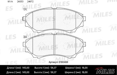 Комплект тормозных колодок, дисковый тормоз MILES E100408 для FORD RANGER