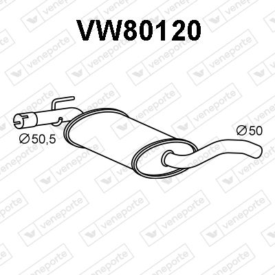 VENEPORTE VW80120 Глушитель выхлопных газов  для VW GOLF III Cabriolet (1E7) 1.8