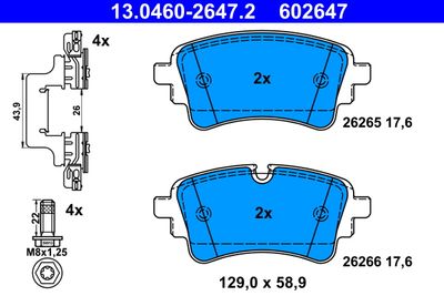 Комплект тормозных колодок, дисковый тормоз ATE 13.0460-2647.2 для AUDI A5
