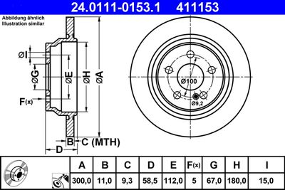 ATE 24.0111-0153.1 Тормозные диски  для MERCEDES-BENZ S-CLASS (Мерседес С-класс)