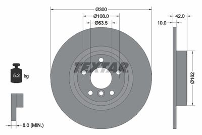 Тормозной диск TEXTAR 92309505 для JAGUAR XE