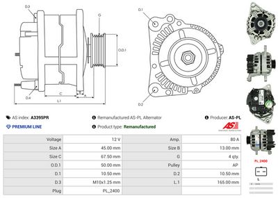 GENERATOR / ALTERNATOR AS-PL A3395PR 4