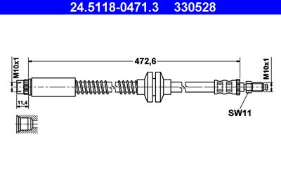 Тормозной шланг ATE 24.5118-0471.3 для FIAT ULYSSE