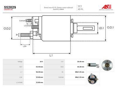 AS-PL - Elektromagnetický spínač, štartér ISUZU, HITACHI, NISSAN , SS2029