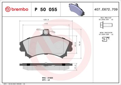 Brake Pad Set, disc brake P 50 055