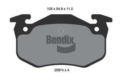 Sada brzdových destiček, kotoučová brzda BENDIX Braking BPD1103