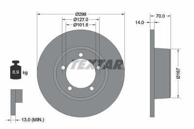 Тормозной диск TEXTAR 92040600 для LAND ROVER 110/127