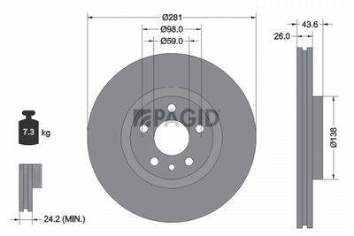 Tarcza hamulcowa PAGID 50619NC