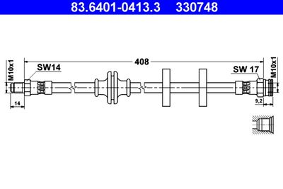 Тормозной шланг ATE 83.6401-0413.3 для LANCIA DELTA