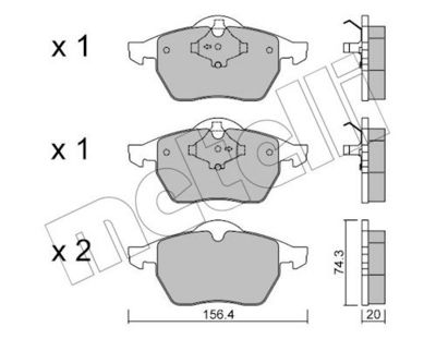 комплект спирачно феродо, дискови спирачки METELLI 22-0181-1