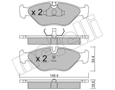 комплект спирачно феродо, дискови спирачки METELLI 22-0209-0