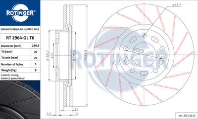 спирачен диск ROTINGER RT 2964-GL T6