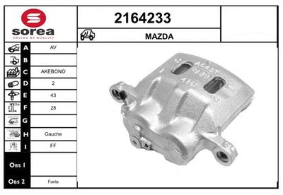 EAI 2164233 Тормозной суппорт  для MAZDA XEDOS (Мазда Xедос)