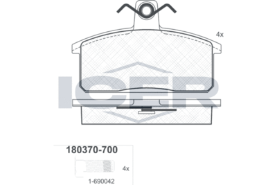 Комплект тормозных колодок, дисковый тормоз ICER 180370-700 для AUTOBIANCHI A