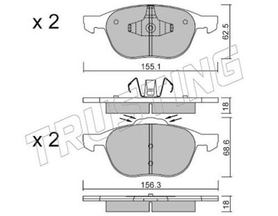 Sada brzdových destiček, kotoučová brzda TRUSTING 550.1
