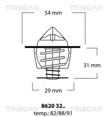 Термостат, охлаждающая жидкость TRISCAN 8620 3288 для VOLVO PV