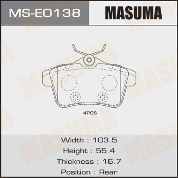 Комплект тормозных колодок MASUMA MS-E0138 для PEUGEOT 308